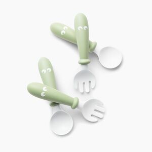 BabyBjörn Baby Spoon and Fork (4 Pack) - Powder Green